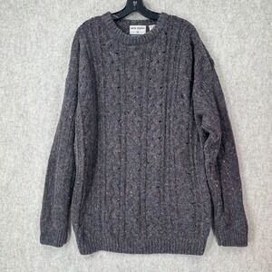 VTG High Sierra Cable Knit Sweater Wool‎ Ragg Pullover Fisherman Grey Men Large